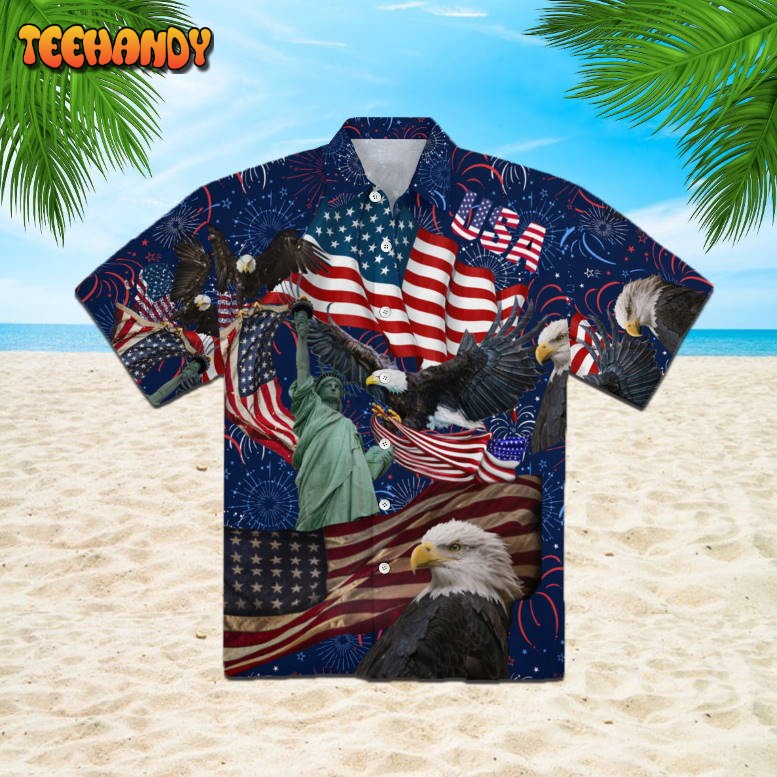 Happy 4th July Independence Day God Bless America Eagle Hawaiian Shirt