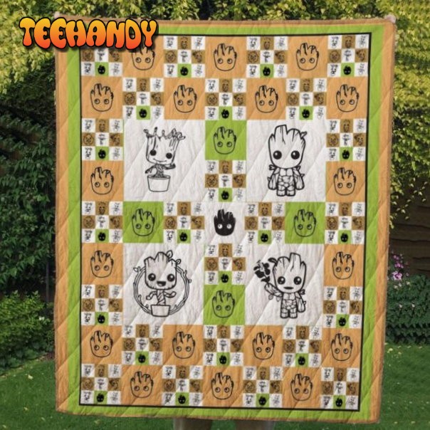 Happy Groot and 3D Customized Quilt Blanket