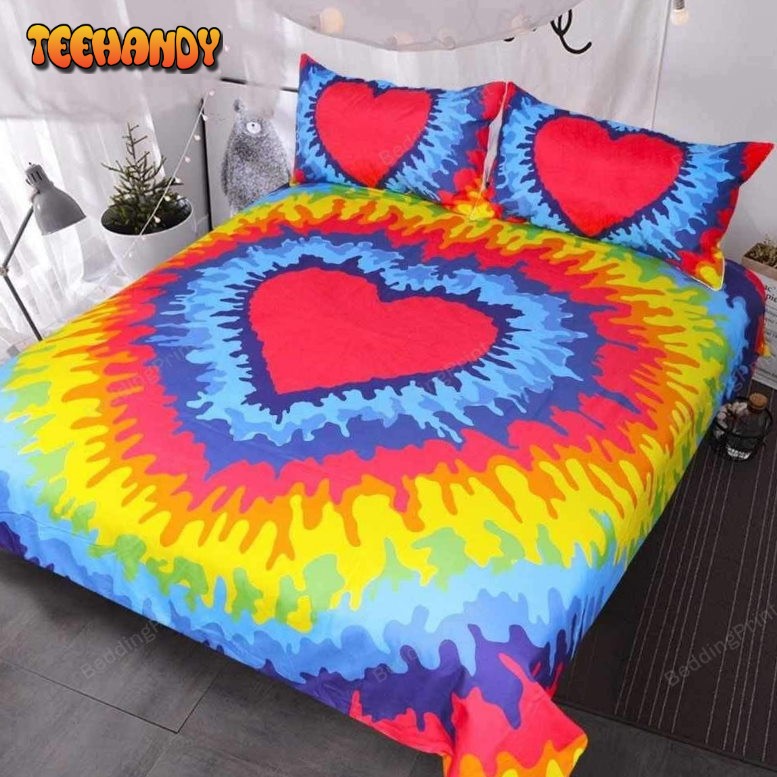 Heart Hippie Tie Dye Abstract Duvet Cover Bedding Set