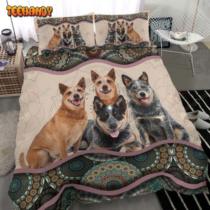 Heeler Dog And Boho Pattern Bed Sheets Duvet Cover Bedding Sets