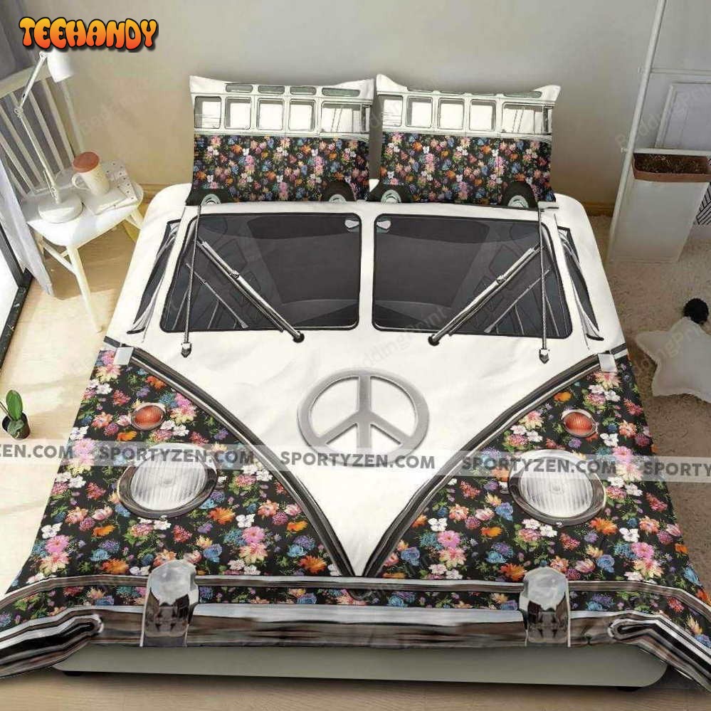 Hippie Car And Flowers Cover Bedding Set