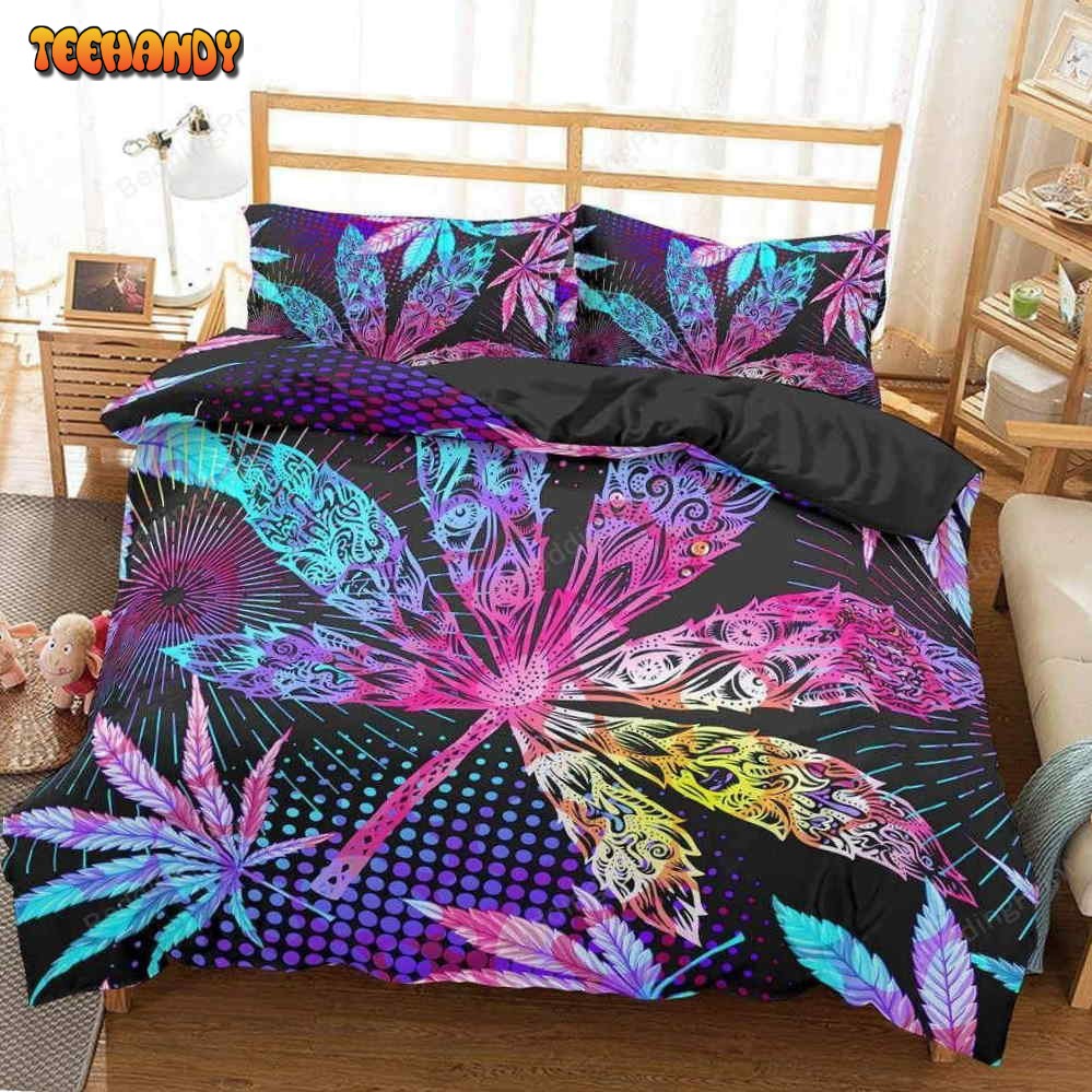 Hippie Colorful Weed Duvet Cover Bedding Set