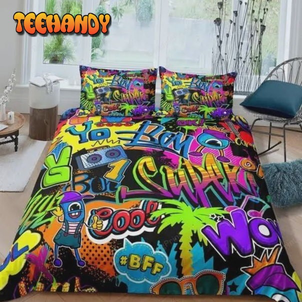 Hippie Graffiti Theme Wall Urban Street Art Duvet Cover Bedding Sets