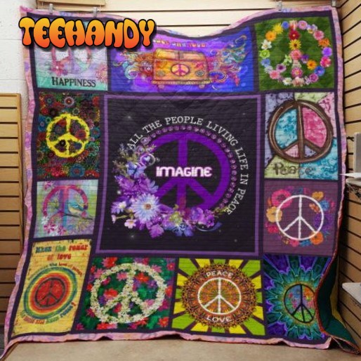 Hippie Peace Imagine 3D Customized Quilt Blanket