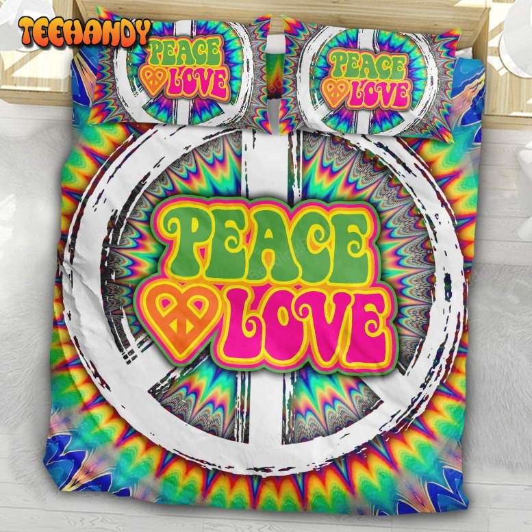 Hippie Peace Love Bedding Set Bed Sheets Duvet Cover Bedding Sets