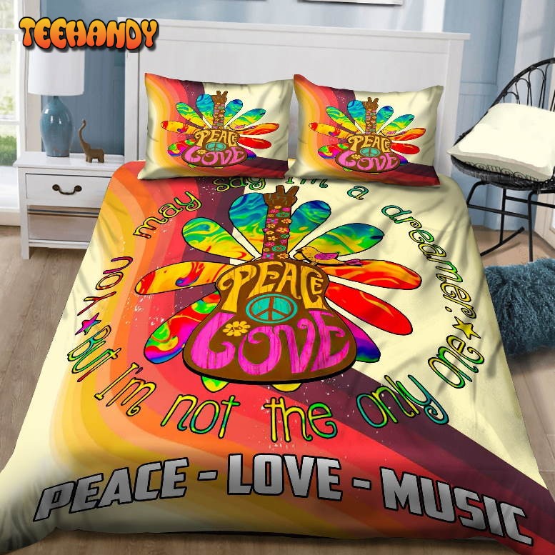 Hippie Peace Love Music Bed Sheets Duvet Cover Bedding Sets