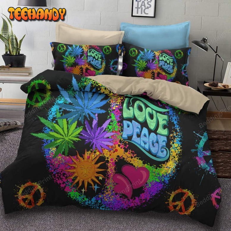 Hippie Weed Love Peace Bed Sheets Duvet Cover Bedding Sets