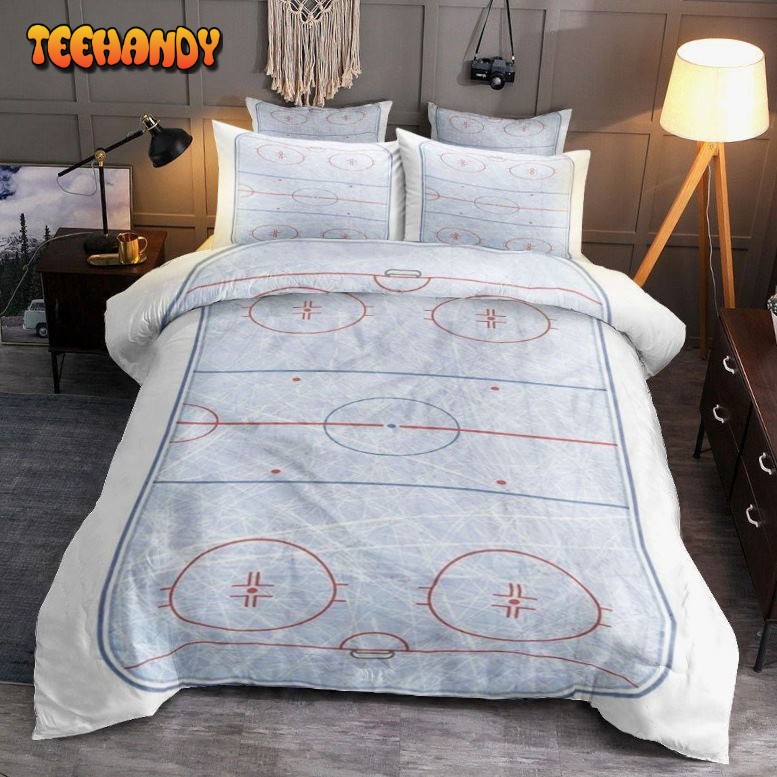 Hockey Rink Illustration Bedding Set For Fans Duvet Cover Pillow Cases