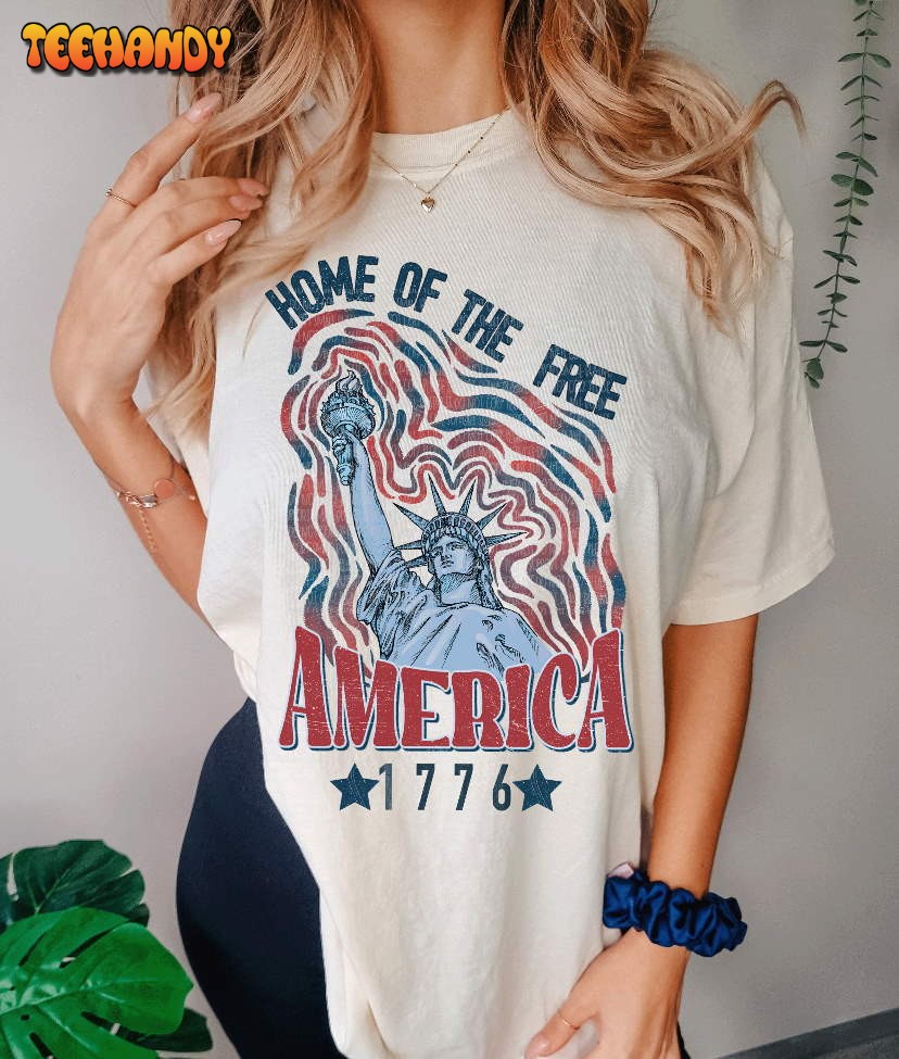 Home of the free 4th of july Tshirt, Retro USA 4th of July Graphic Shirt