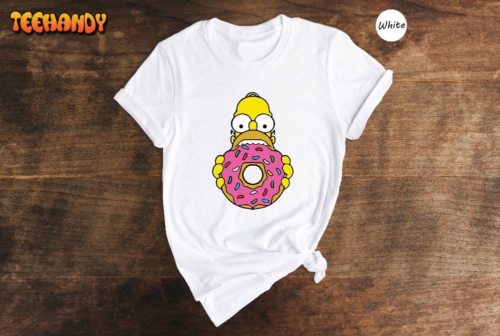 Homer Simpson Eating Donut Shirt, Funny Fathers Day Gift, Simpsons Family T-shirt