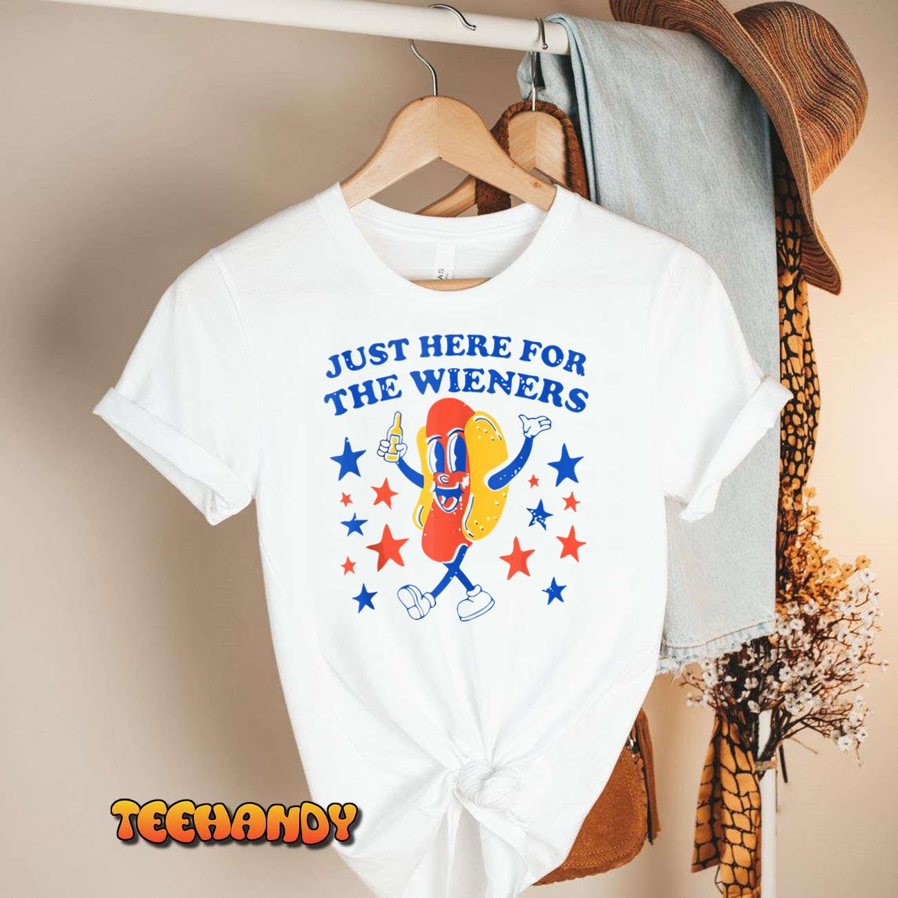 Funny Hot Dog I'm Just Here For The Wieners Usa 4th Of July Shirt