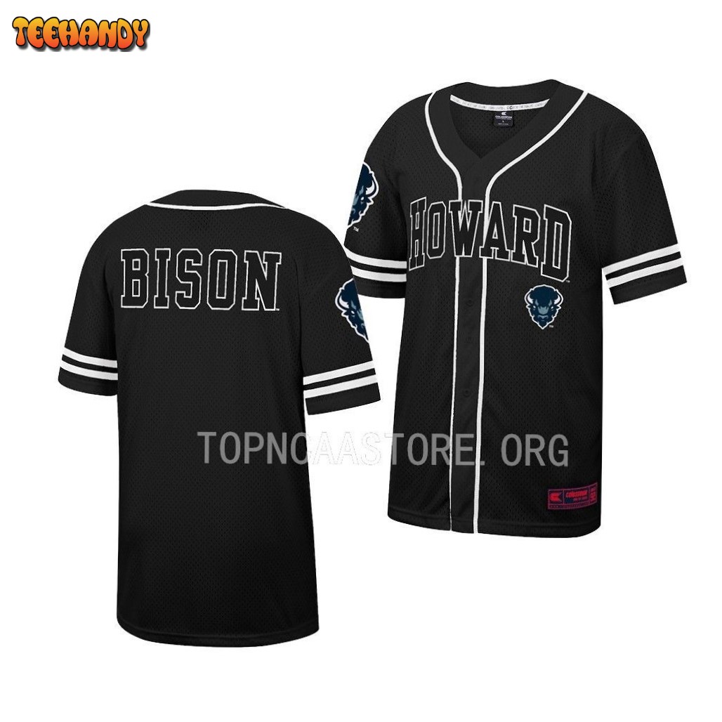 Howard Bison Free Spirited Black Button-Up College Baseball Jersey