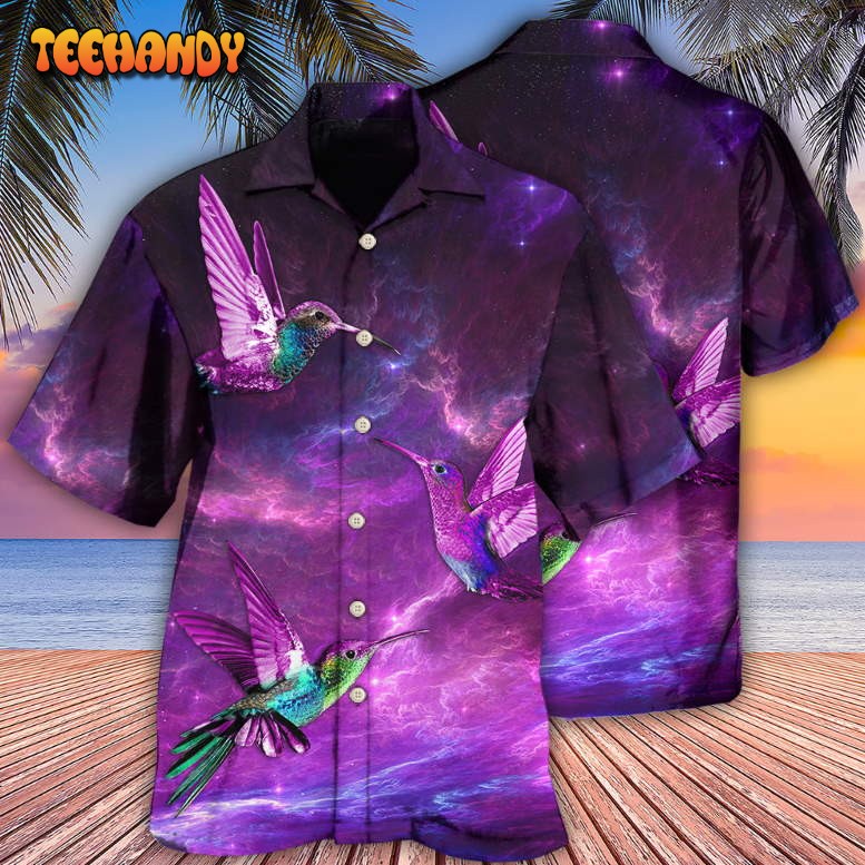 Hummingbird Love Sky In Purple Hawaiian Shirt