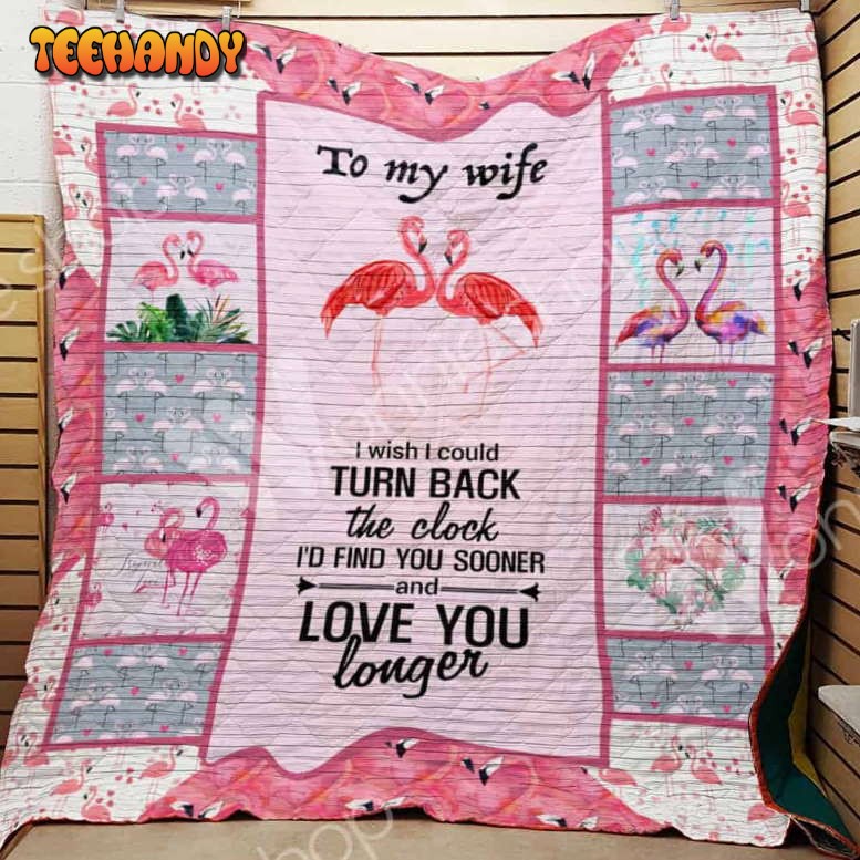 Husband And Wife Flamingo 3D Customized Quilt Blanket