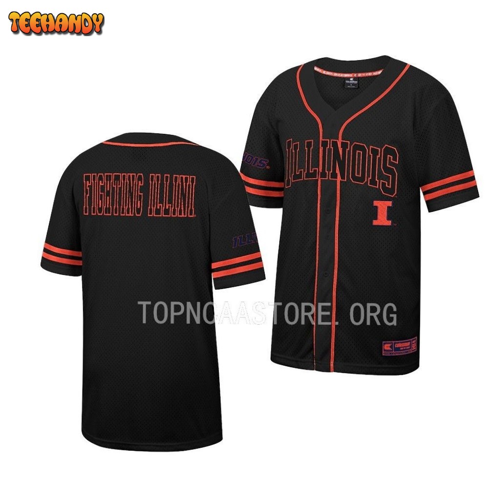 Illinois Fighting Illini Free Spirited Black Button-Up College Baseball Jersey