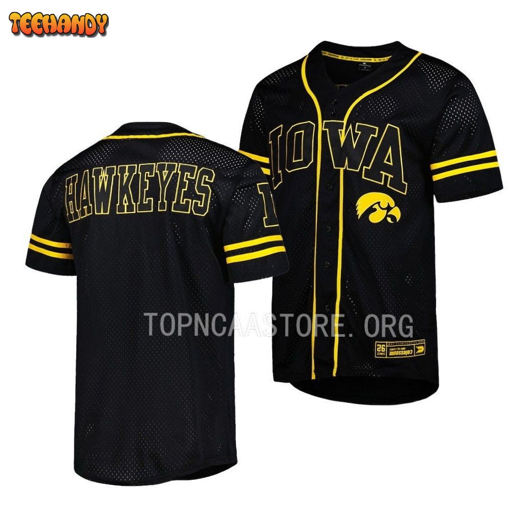 Iowa Hawkeyes Free Spirited Black Button-Up College Baseball Jersey