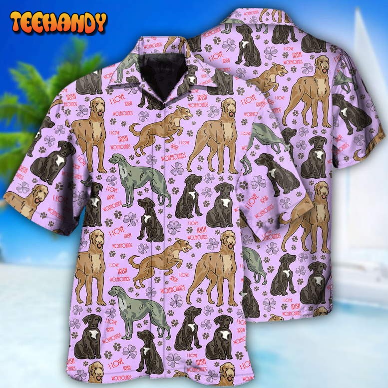 Irish Wolfhound Dog So Cute Pink Style Hawaiian Shirt