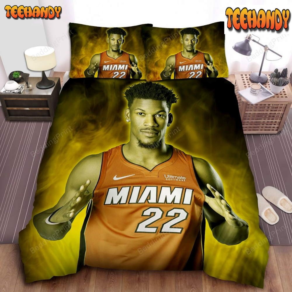 Jimmy Butler In Miami Heat Uniform Photograph Bedding Sets