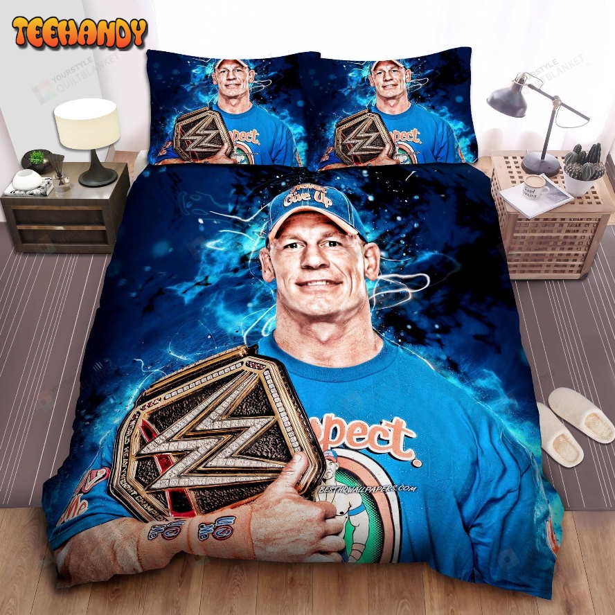 John Cena With His Championship Title Belt Bedding Sets