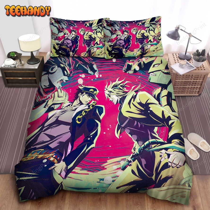 Jojo Bizarre Adventure Jotaro Kujo Vs. Dio Brando Duvet Cover Bedding Sets