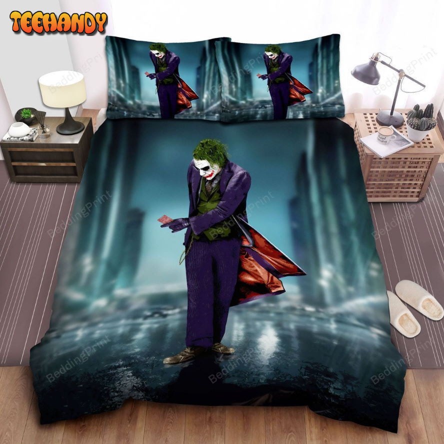 Joker By Heath Ledger In Gotham City Illustration Duvet Cover Bedding Sets