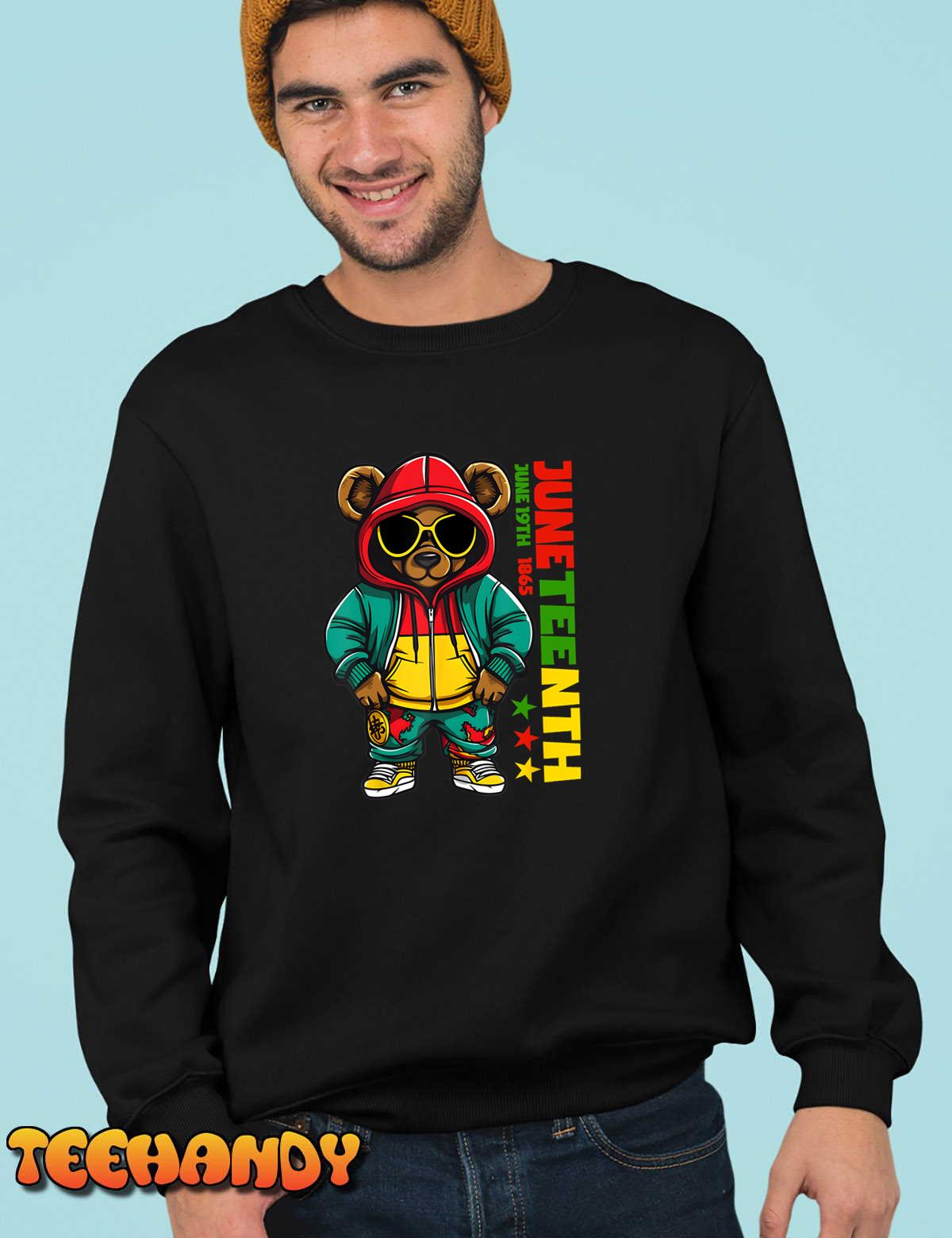 Juneteenth Black Mens Hip Hop Teddy Bear African American T-Shirt