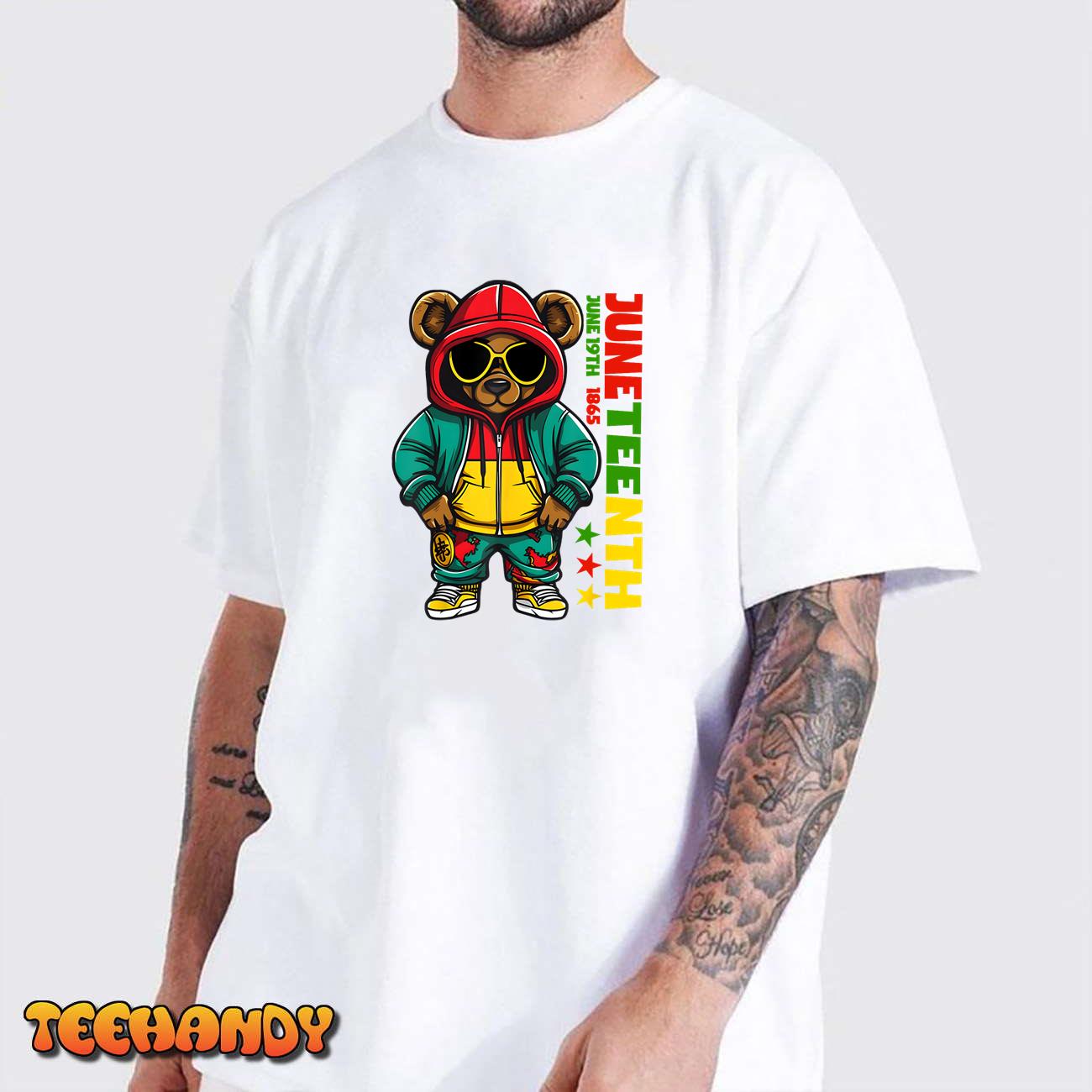 Juneteenth Black Mens Hip Hop Teddy Bear African American T-Shirt