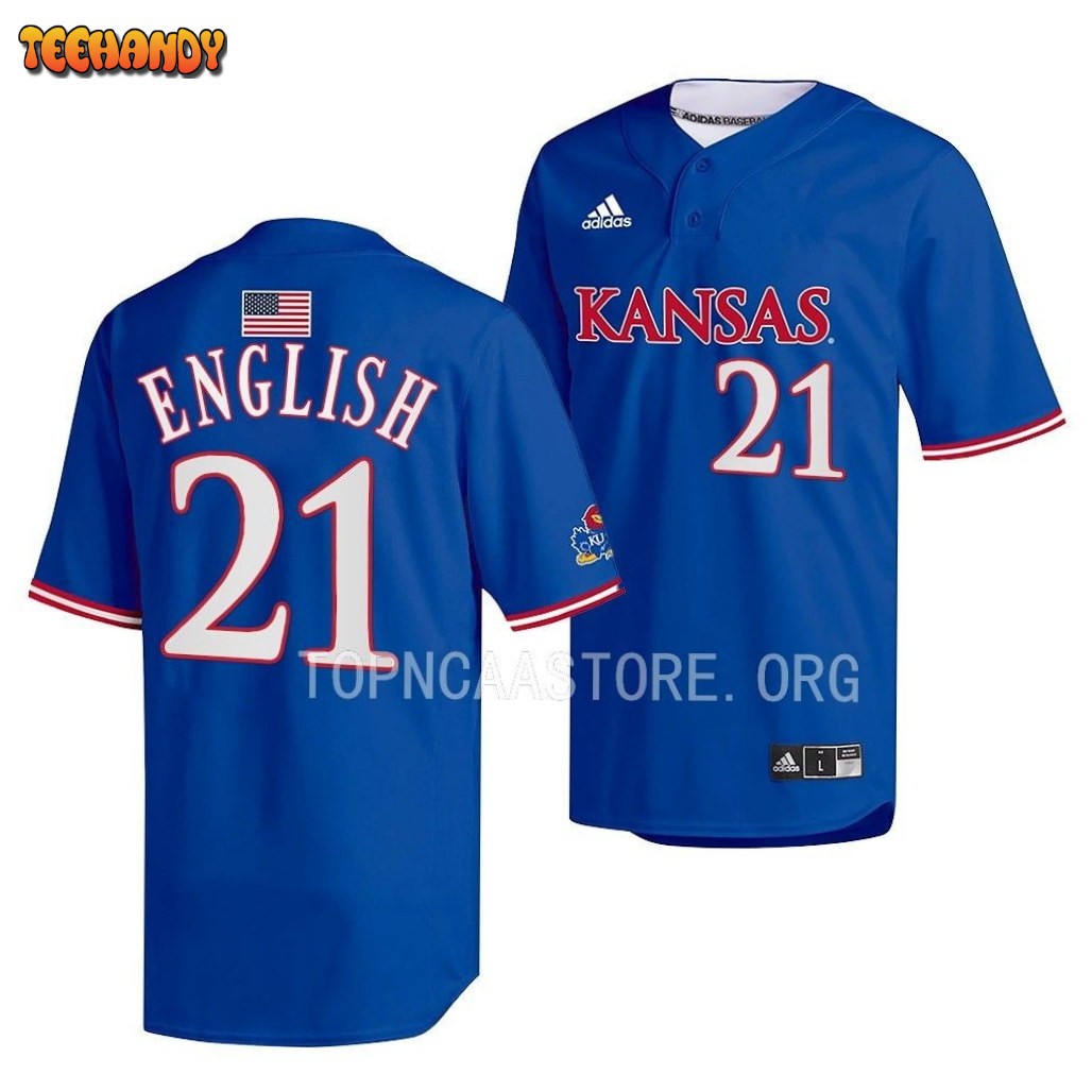 Kansas Jayhawks Jake English Two-Button Replica College Baseball Jersey Royal