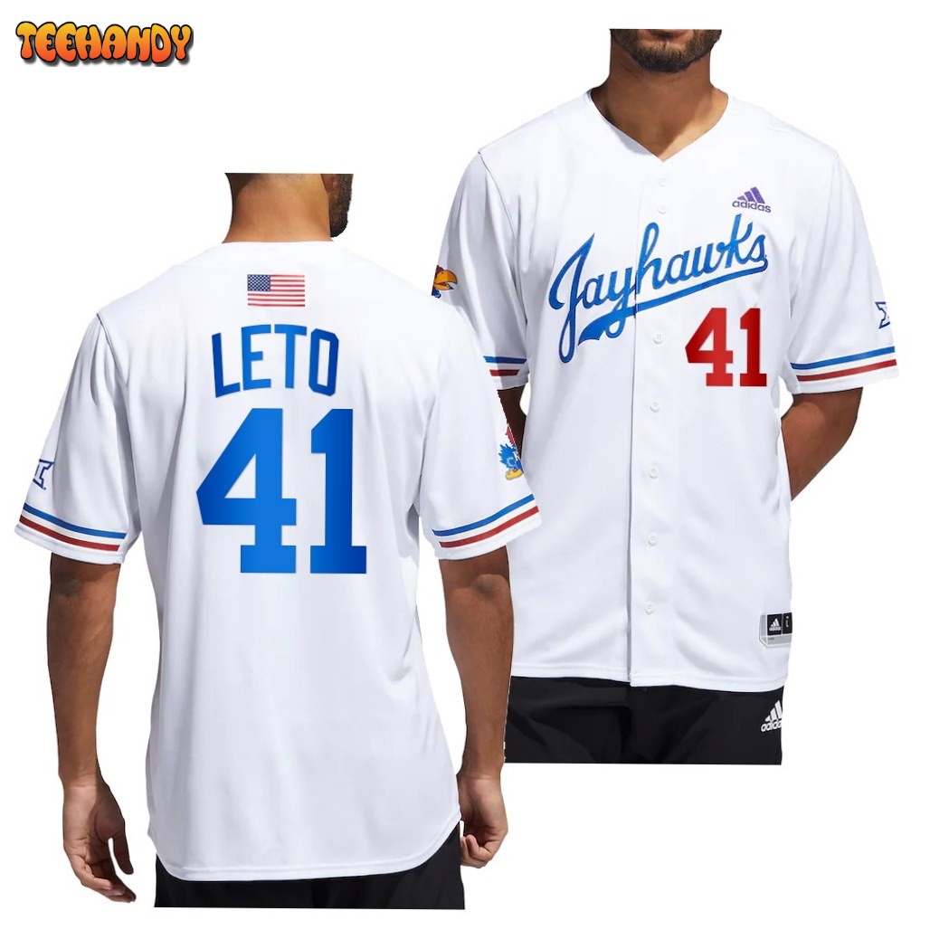 Kansas Jayhawks Luke Leto College Baseball Jersey White