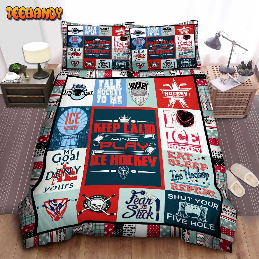 Keep Calm And Play Ice Hockey Duvet Cover Bedding Sets