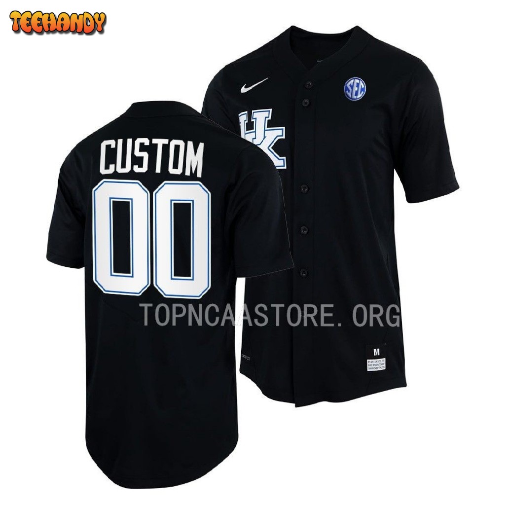 Kentucky Wildcats Custom College Baseball Full-Button Jersey Black