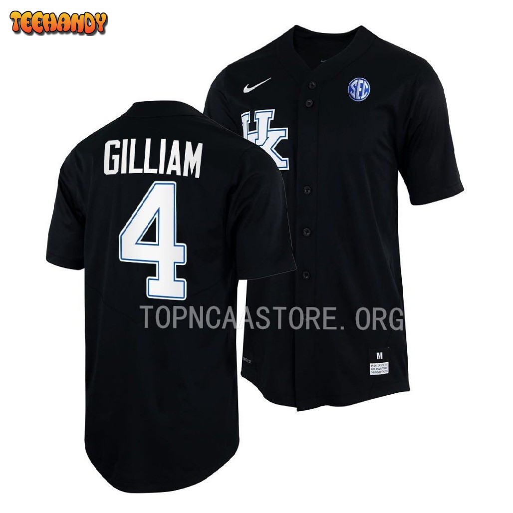 Kentucky Wildcats Hunter Gilliam College Baseball Full-Button Jersey Black