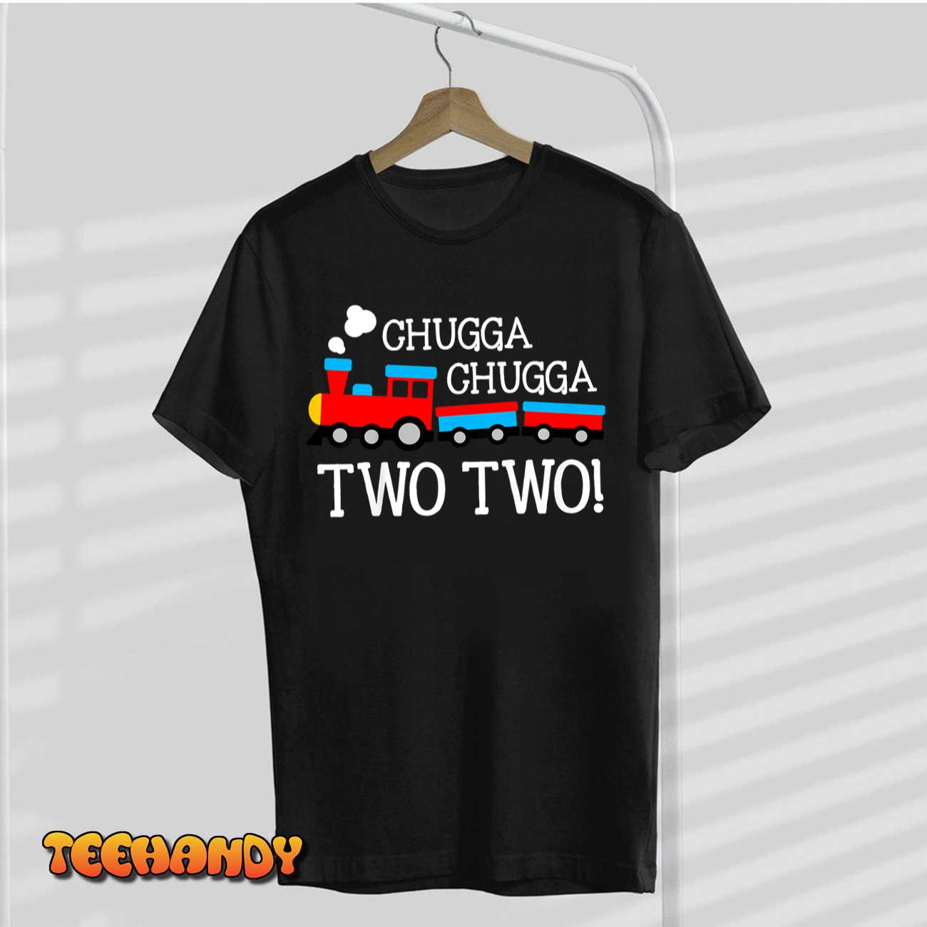 Kids 2nd Birthday Shirt Boy Train Chugga Chugga Two Two Toddler T-Shirt