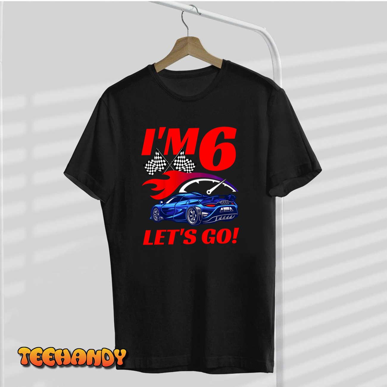 Kids 6 Year Old 6th Racing Racecar Birthday Party Boys Girls T-Shirt