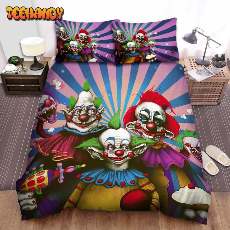 Killer Klowns From Outer Space Movie Purple Background Duvet Cover Bedding Sets