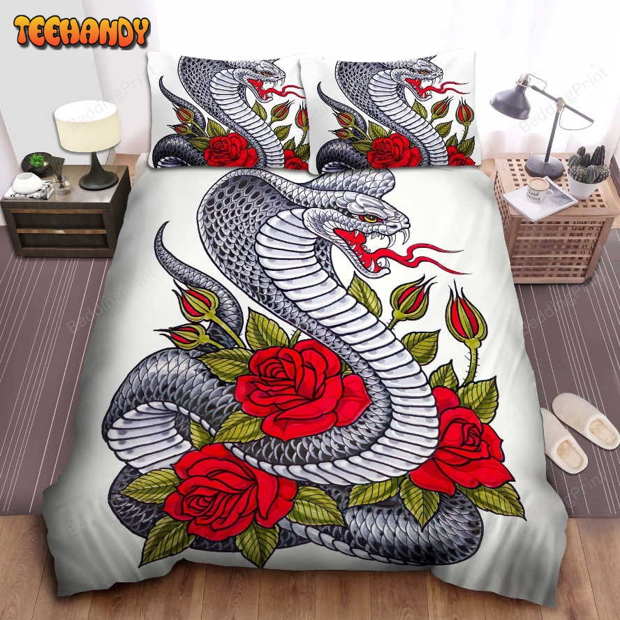 King Cobra &amp Roses Artwork Duvet Cover Bedding Sets