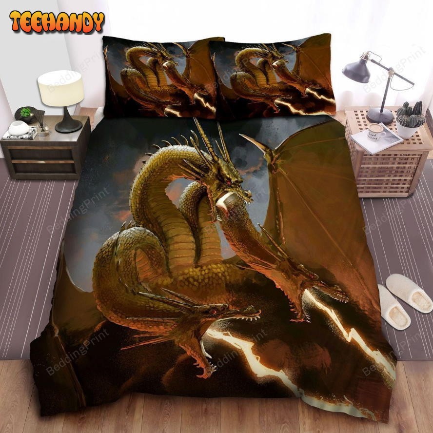 King Ghidorah Releases Thunder Spark Painting Duvet Cover Bedding Sets