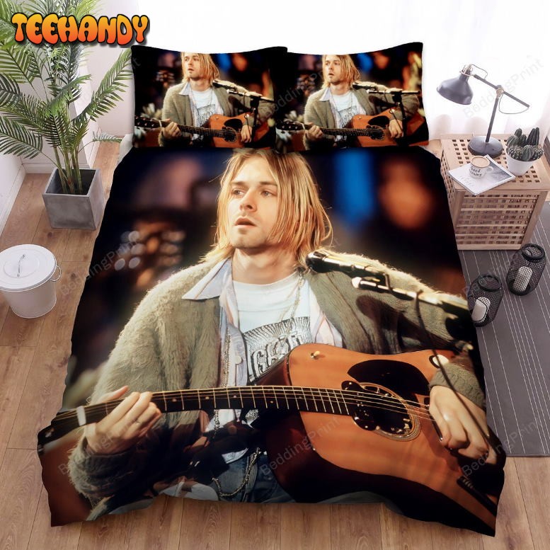 Kurt Cobain Playing Guitar Photo Bedding Sets