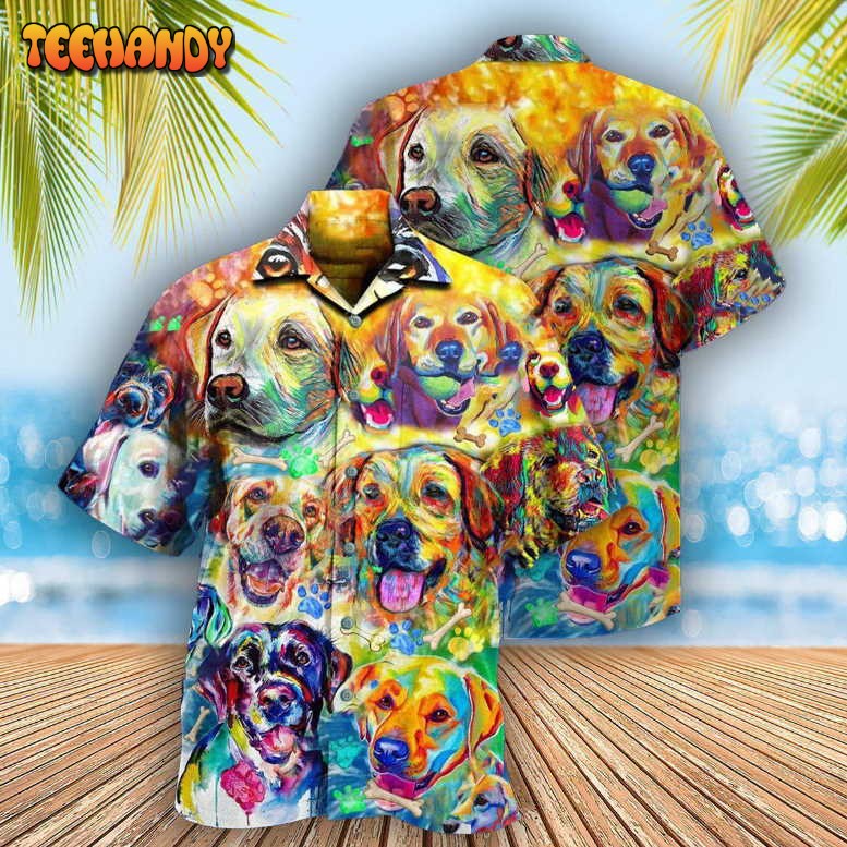 Labrador Retriever Love Is Wet Noses Slobbery Kisses Wagging Tails Colorful Hawaiian Shirt