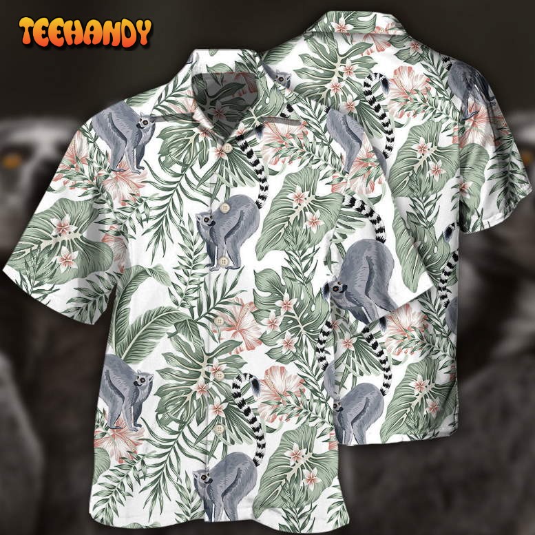 Lemur And Tropical Leaf Hawaiian Shirt