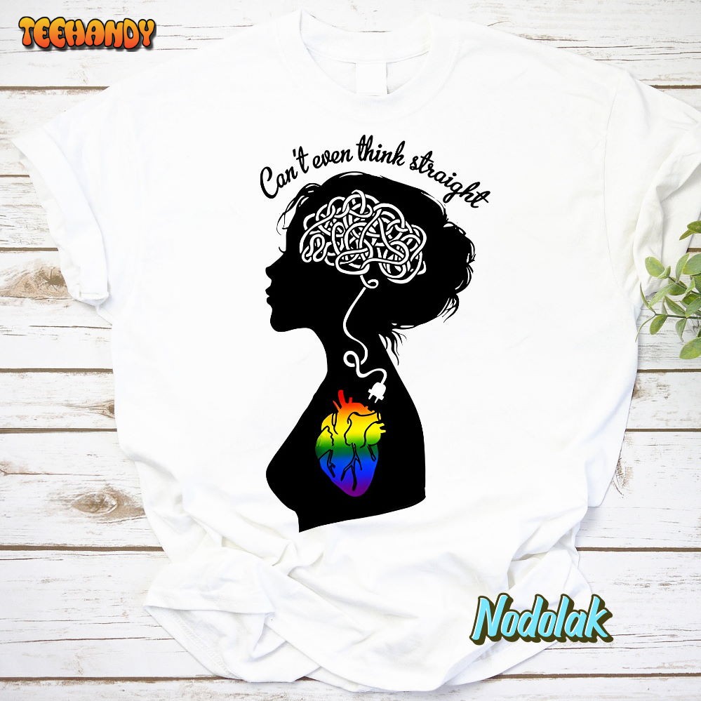 LGBT Heart Can’t Even Think Straight Lesbian Vintage T-Shirt, Busy Thinking Shirt