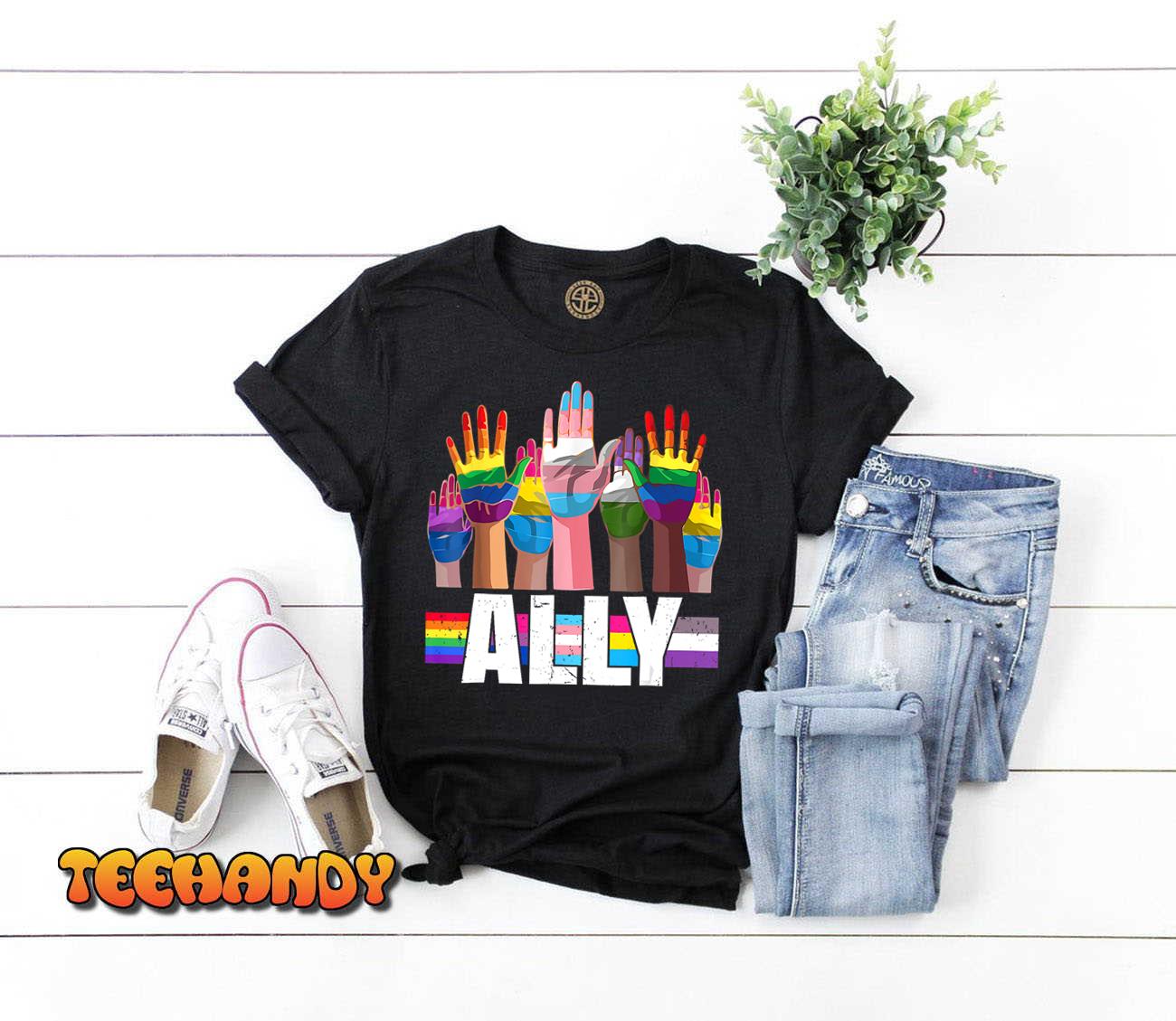 LGBTQ Ally For Gay Pride Month Transgender Flag Distressed T-Shirt