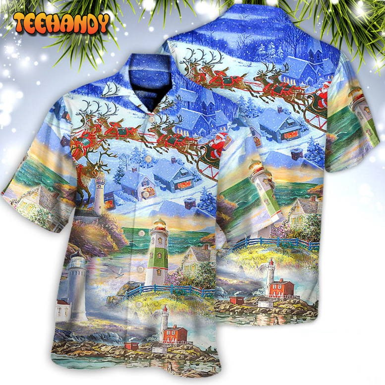 Lighthouse Christmas Santa Be A Lighthouse Hawaiian Shirt