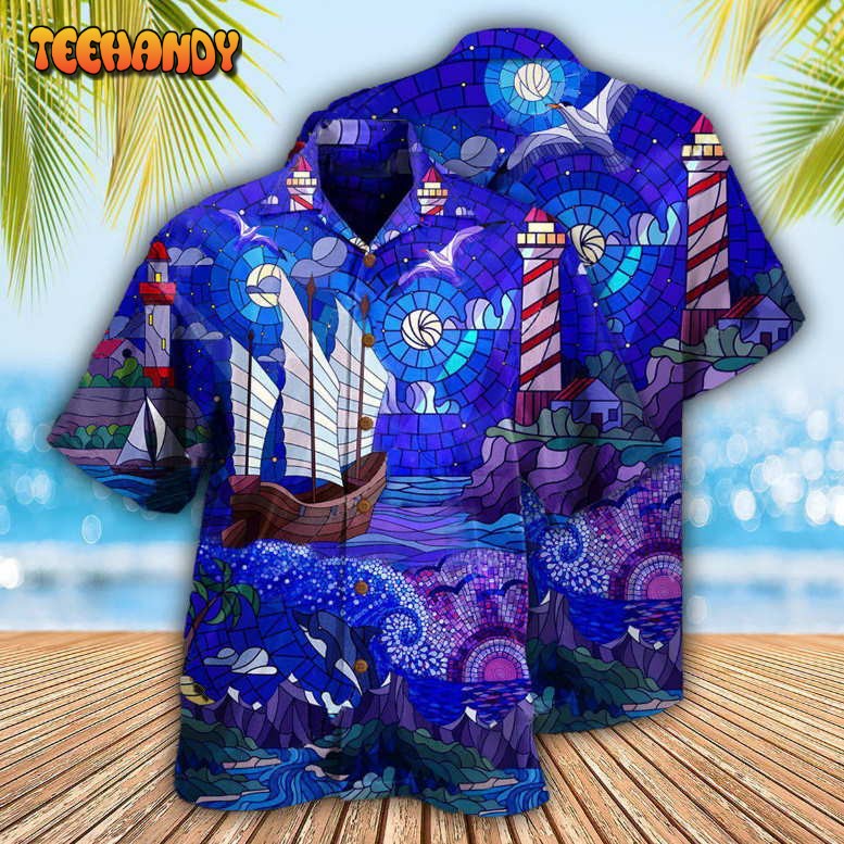 Lighthouse Stained Glass Hawaiian Shirt