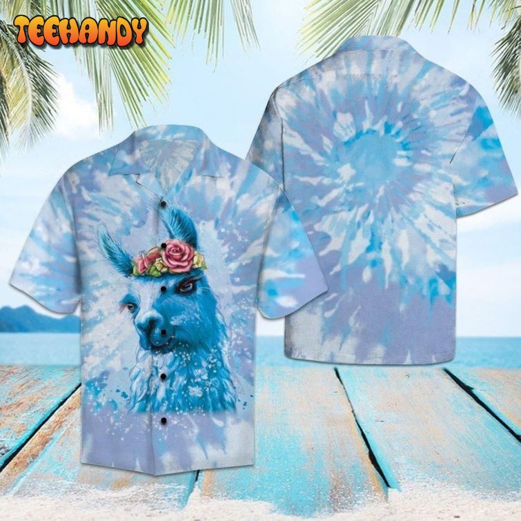 Llama Tie Dye Aloha Hawaiian Shirt