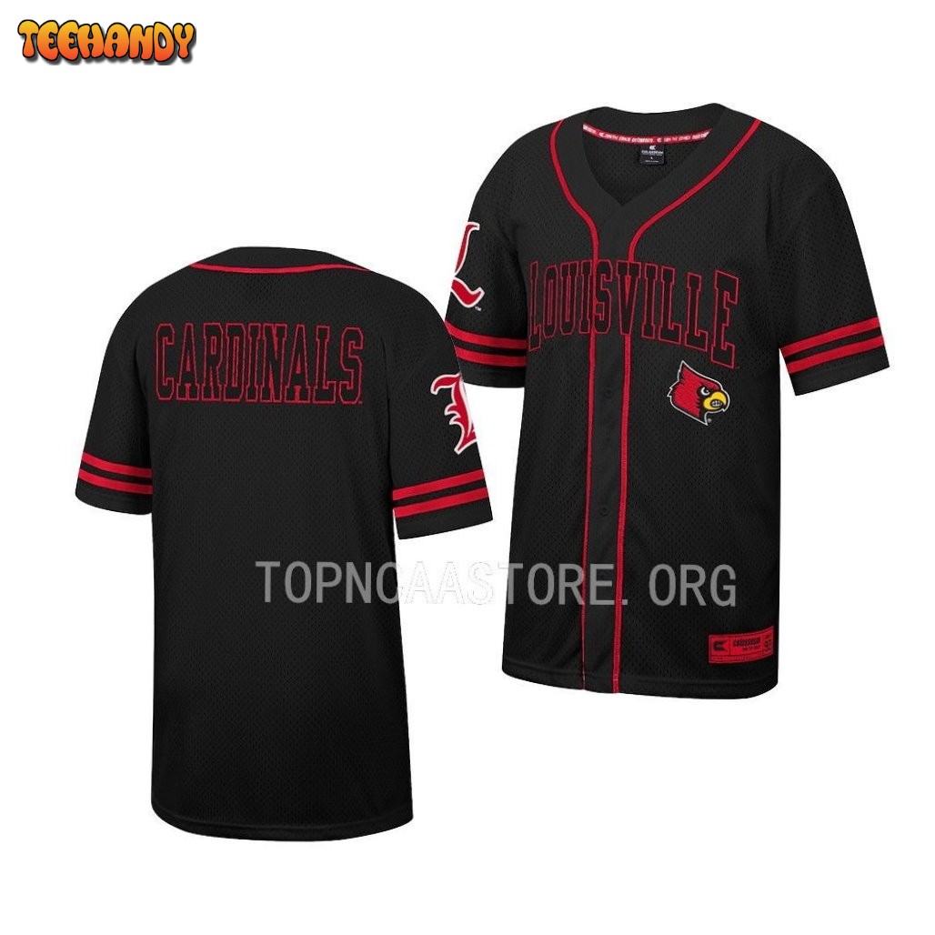 Louisville Cardinals Free Spirited Black Button-Up Baseball Jersey