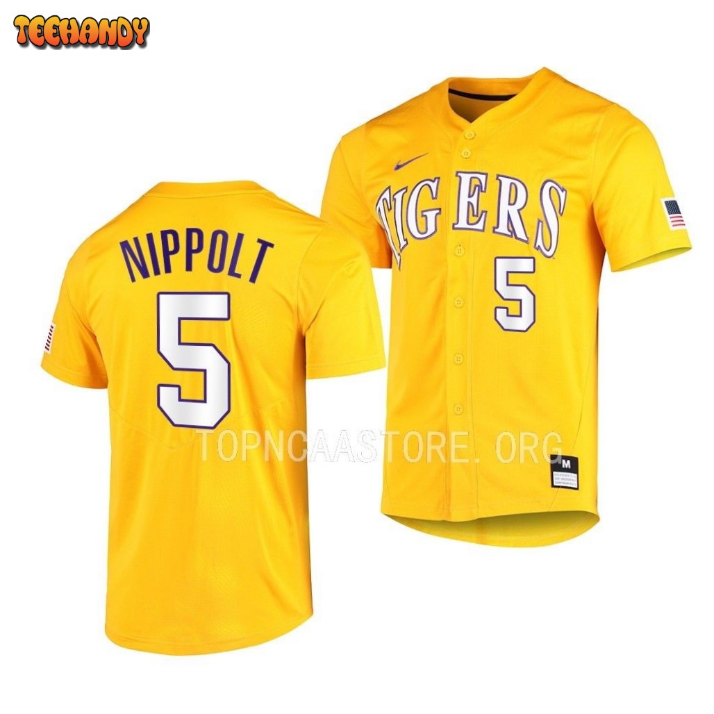 LSU Tigers Ben Nippolt Elite Gold Full-Button College Baseball Jersey