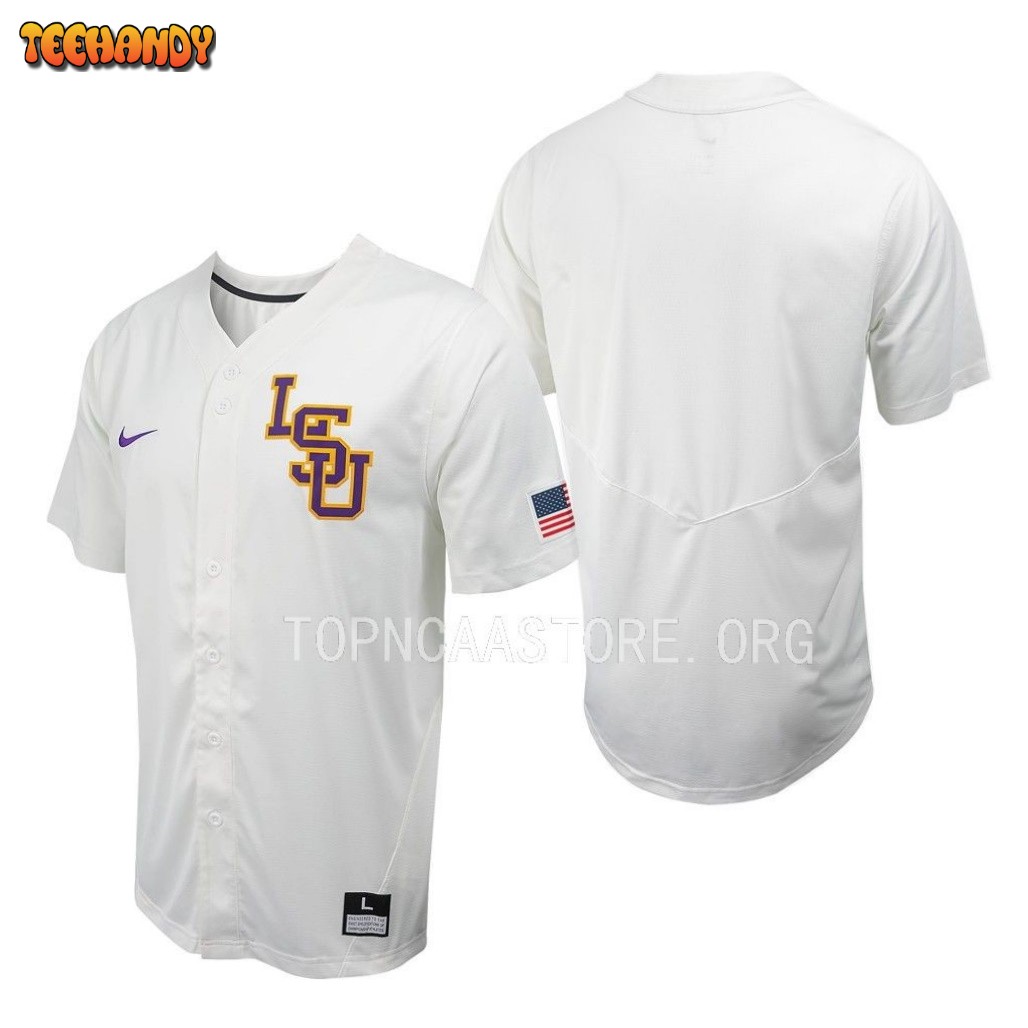 LSU Tigers College Baseball White Full-Button Jersey