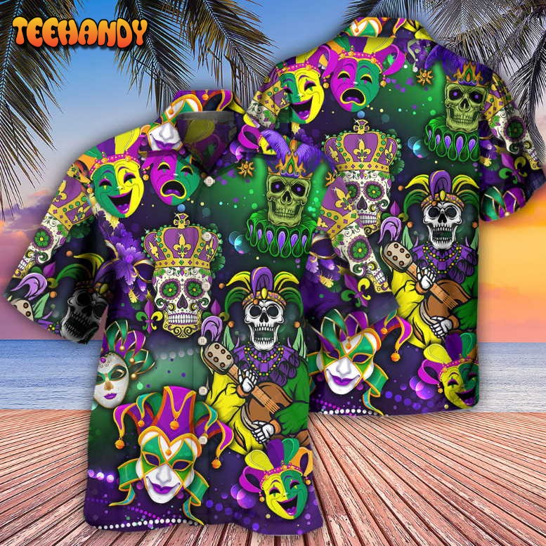 Mardi Gras Skull Art Hawaiian Shirt