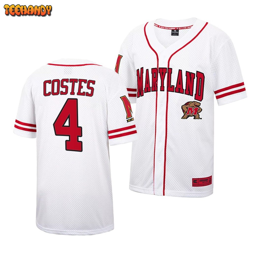 Maryland Terrapins Maxwell Costes College Baseball Jersey White